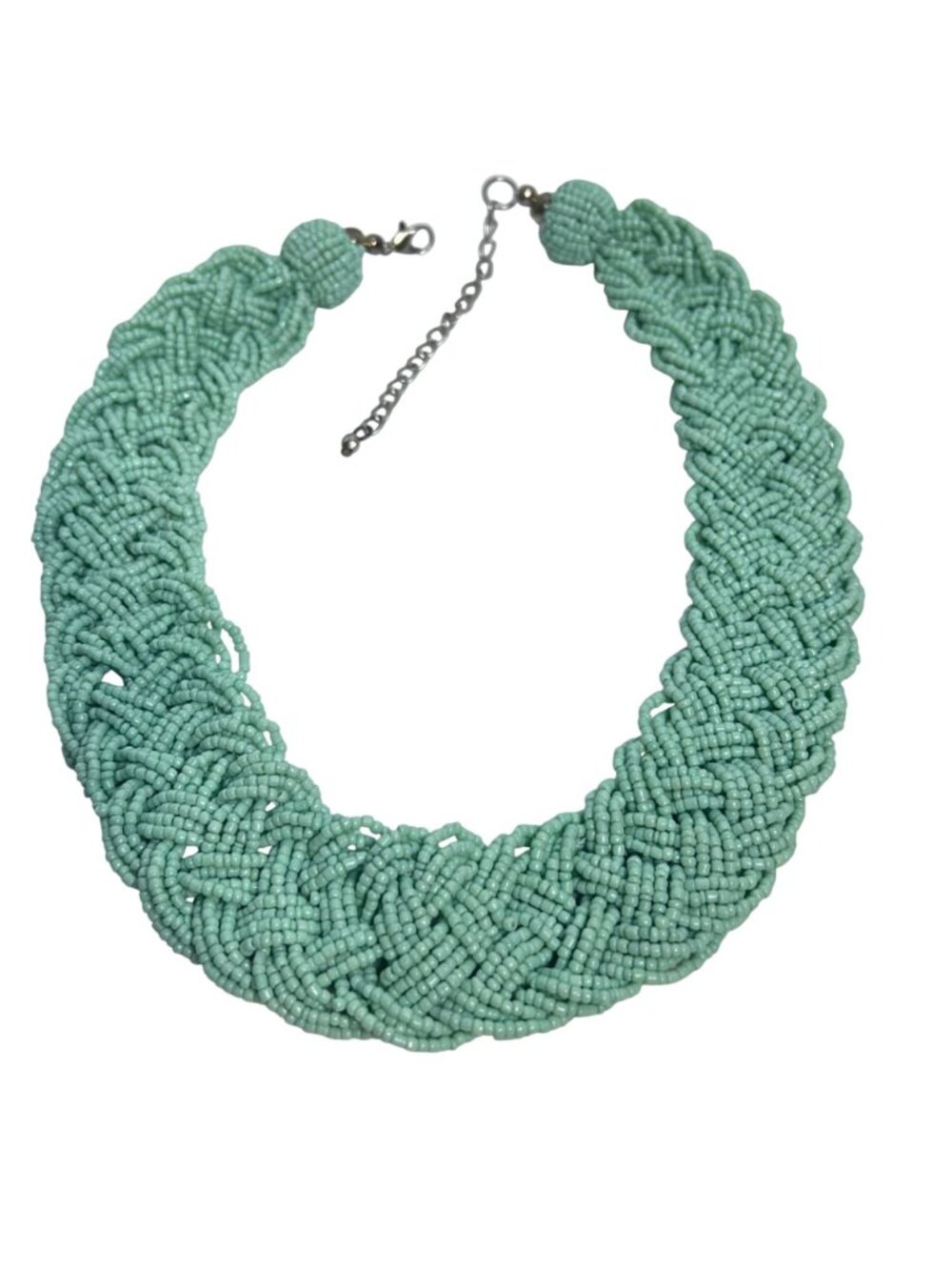 Mint Green Beaded Tribal Inspired Collar Necklace (6405) - Picture 3 of 4